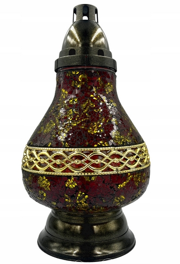Elegantný Lampáš Karafka s Efektom Vitráže a Striebornými Ozdobami
